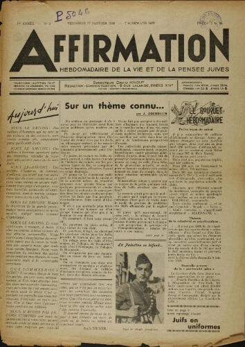 Affirmation. Vol. 01 N°03 (27 janv. 1939)