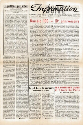 Information Juive N°100 (01 août 1958)