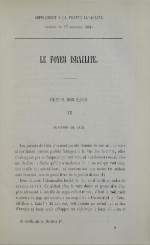 La verité Israélite Supp (17/10/1861)