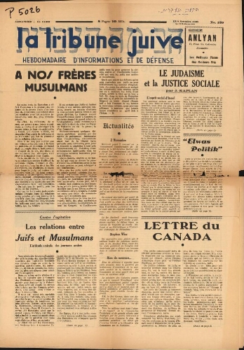 La Tribune Juive Vol°03 N°129 (08 novembre 1938)