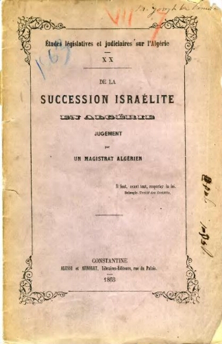 De la succession israélite