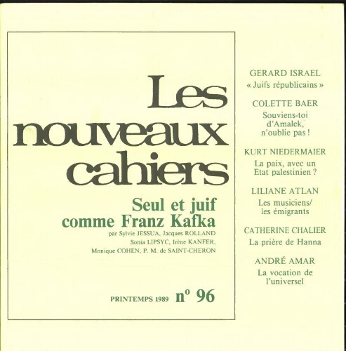 Les Nouveaux Cahiers N°096 (Printemps  1989)