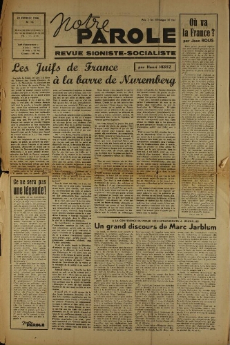 Notre Parole Vol.02 N°16 (20 février 1946)