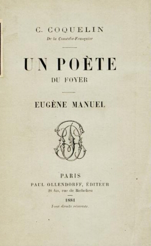 Un poète du foyer, Eugène Manuel