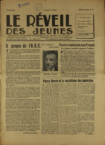 Le Réveil des Jeunes N°26 (01 mars 1946)