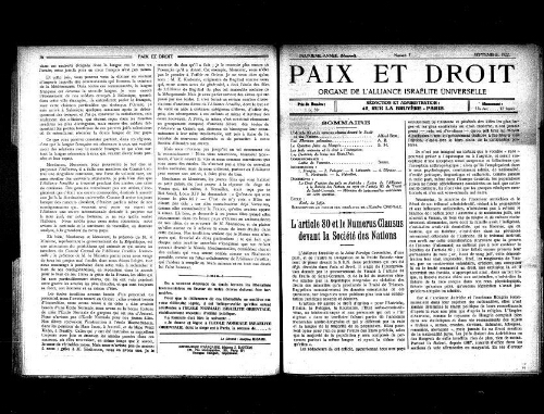 Paix et Droit.  (01/09/1922)