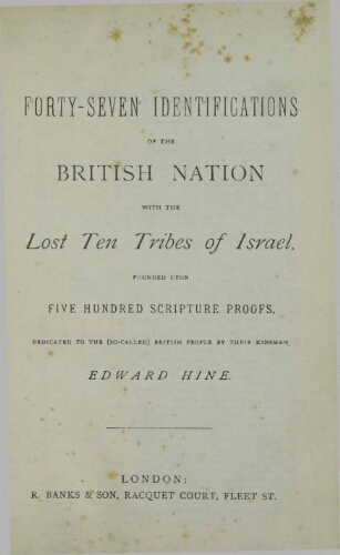 Forty-seven identifications of the British nation with the lost ten tribes of Israel