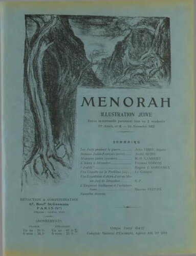 Menorah : L’Illustration Juive Vol.01 N°06 (24 nov. 1922)