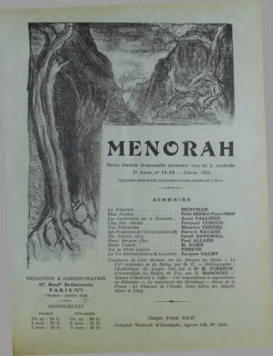 Menorah : L’Illustration Juive Vol.02 N°11-12 (01 févr. 1923)