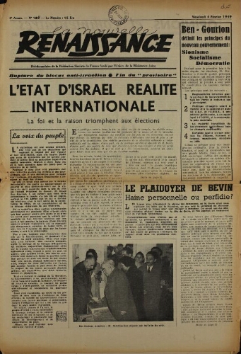 La Nouvelle Renaissance  N°182 (04 févr. 1949)