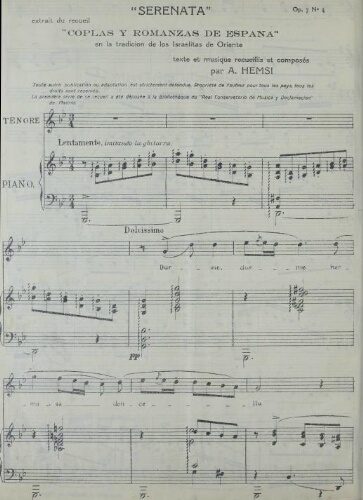 Serenata - Coplas y Romanzas de Espana", op. 7 n°4, de A. Hemsi (1/2)
