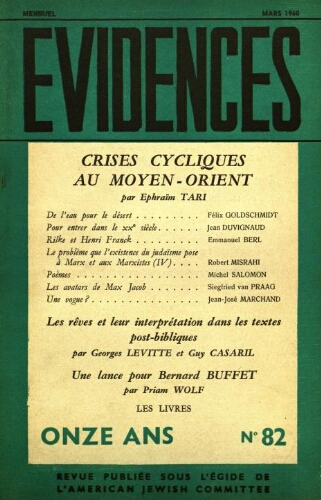 Evidences. N° 82 (Mars 1960)