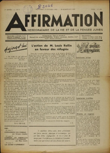 Affirmation. Vol. 01 N°06 (17 févr. 1939)