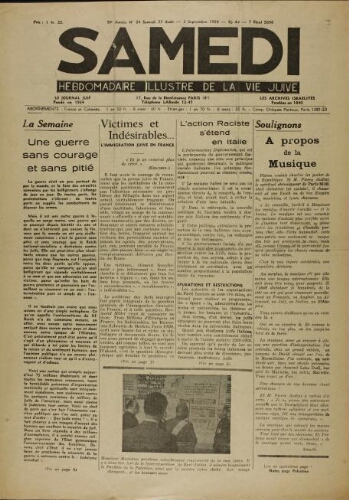 Samedi N°24 ( 27 août – 03 septembre 1938 )