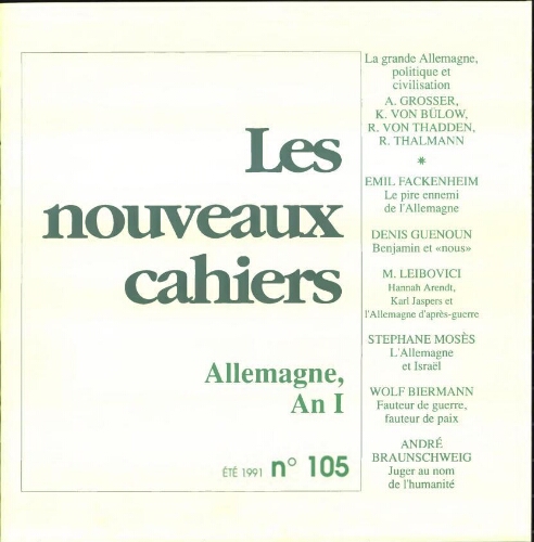 Les Nouveaux Cahiers N°105 (Eté 1991)