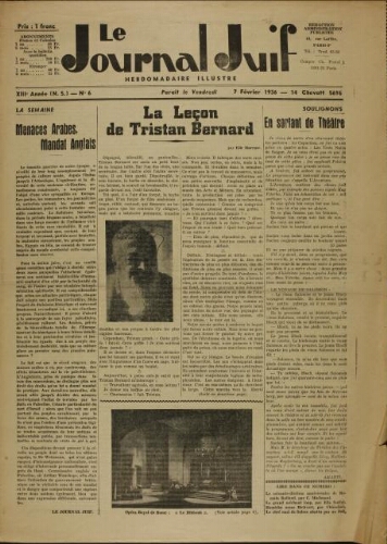 Le Journal Juif N°06 ( 07 février 1936 )