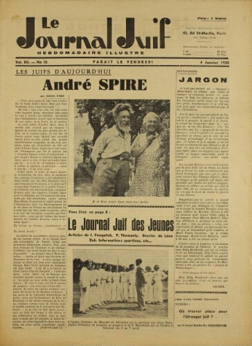 Le Journal Juif N°10 ( 04 janvier 1935 )