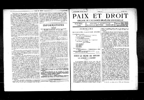 Paix et Droit.  (01/04/1933)
