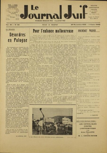 Le Journal Juif N°48 ( 29 novembre 1935 )