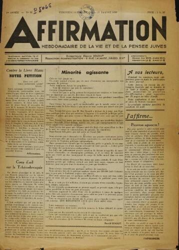 Affirmation. Vol. 01 N°26 (14 juil. 1939)