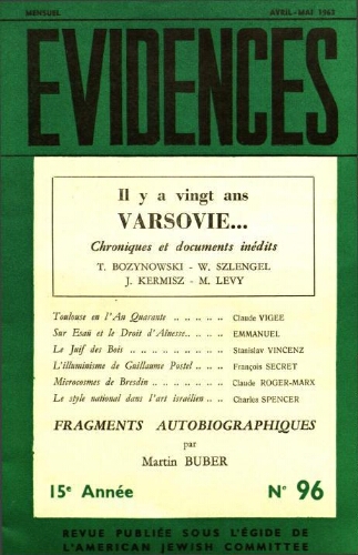Evidences. N° 96 (Avril/Mai 1963)