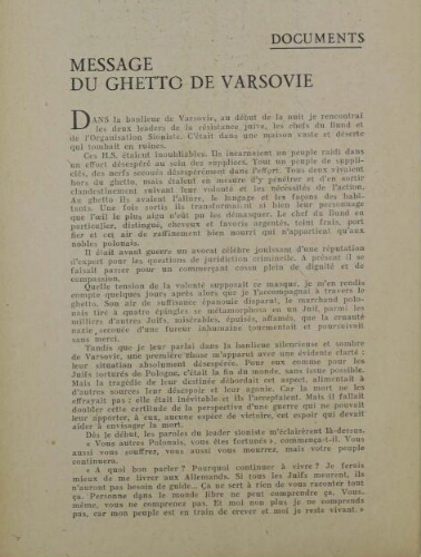 Documents
Du Ghetto de Varsovie