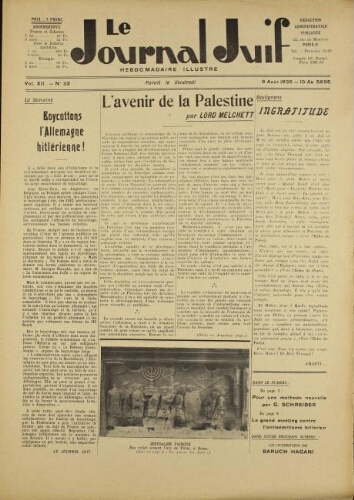 Le Journal Juif N°32 ( 09 août 1935 )