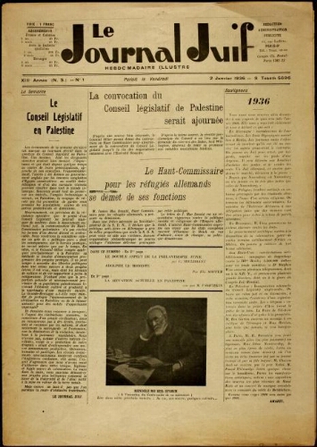 Le Journal Juif N°01 ( 02 janvier 1936 )