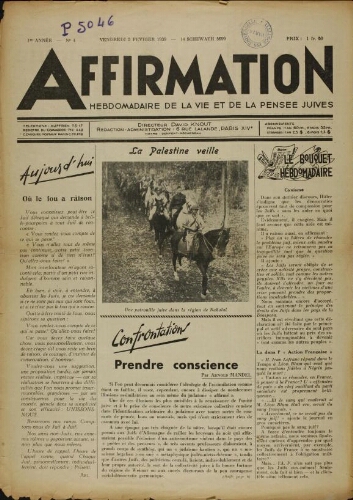 Affirmation. Vol. 01 N°04 (03 févr. 1939)