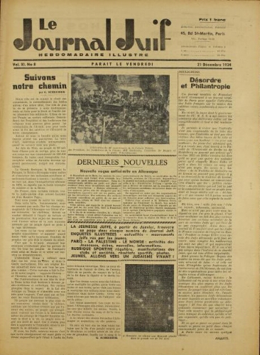 Le Journal Juif N°08 ( 21 décembre 1934 )