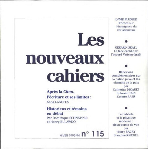 Les Nouveaux Cahiers N°115 (Hiver 1993-94)