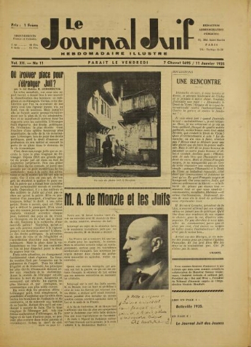Le Journal Juif N°11 ( 11 janvier 1935 )