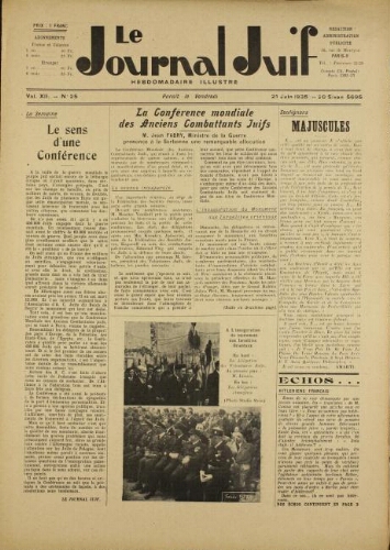 Le Journal Juif N°25 ( 21 juin 1935 )