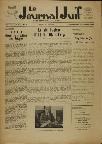 Le Journal Juif N°02 ( 10 janvier 1936 )