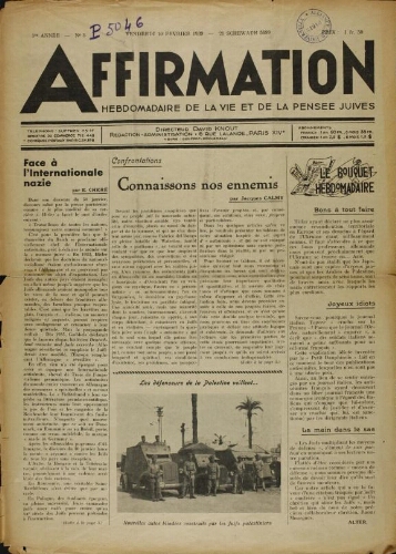 Affirmation. Vol. 01 N°05 (10 févr. 1939)