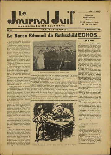 Le Journal Juif N°02 ( 09 novembre 1934 )