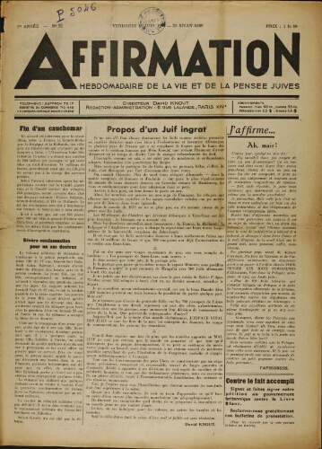 Affirmation. Vol. 01 N°22 (16 juin 1939)