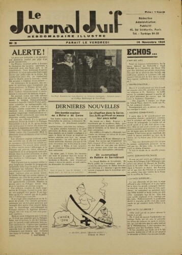 Le Journal Juif N°03 ( 16 novembre 1934 )