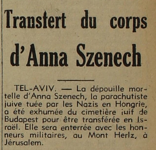Transfert du corps d'Anna Szenech