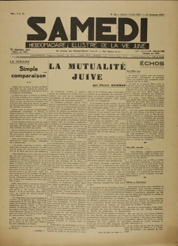 Samedi N°26 ( 26 juin 1937 )