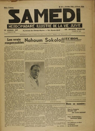 Samedi N°21 ( 23 mai 1936 )