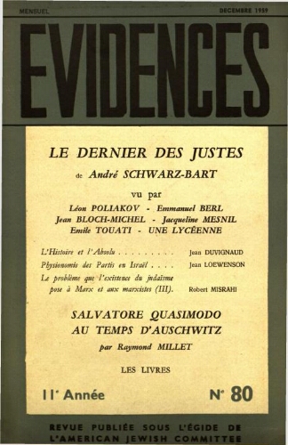 Evidences. N° 80 (Décembre 1959)