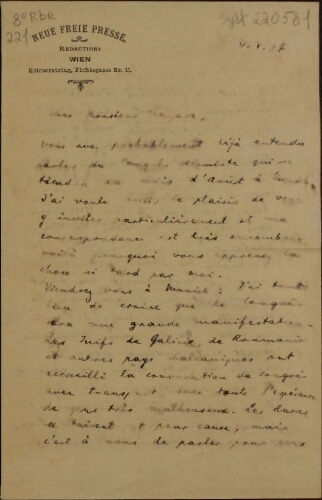 [Correspondance] : lettre à Bernard Lazare, 4 mai 1897