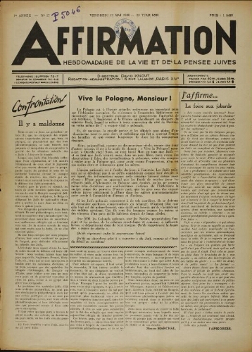 Affirmation. Vol. 01 N°17 (12 mai 1939)