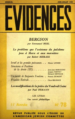 Evidences. N° 78 (Juin/Juillet 1959)