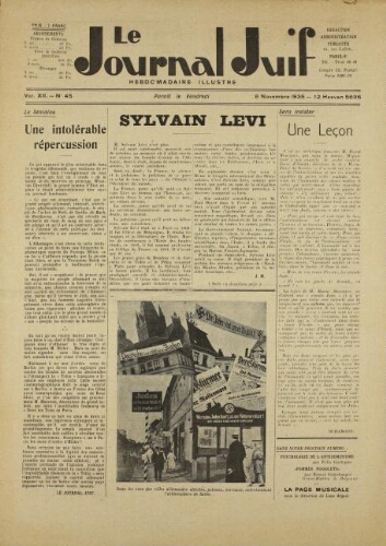 Le Journal Juif N°45 ( 08 novembre 1935 )