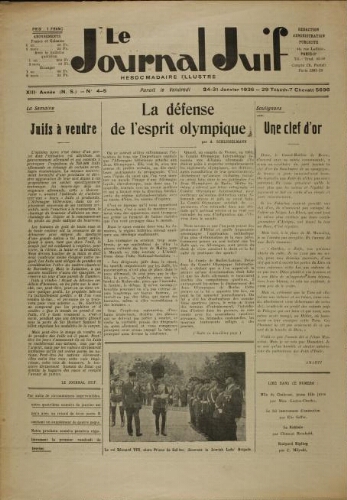 Le Journal Juif N°04-05 ( 24 janvier 1936 )