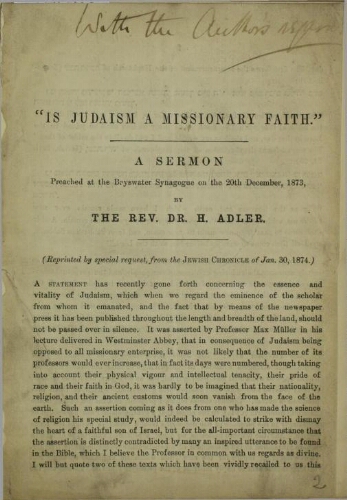 "Is Judaism a missionary faith"