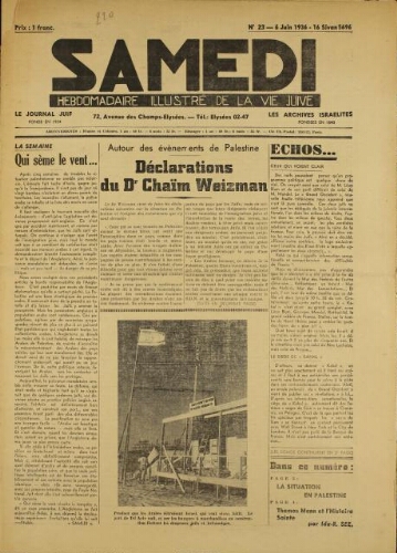 Samedi N°23 ( 06 juin 1936 )