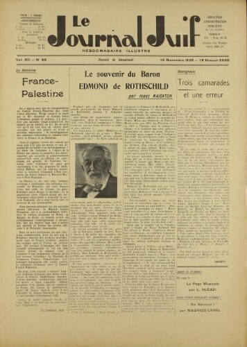 Le Journal Juif N°46 ( 15 novembre 1935 )